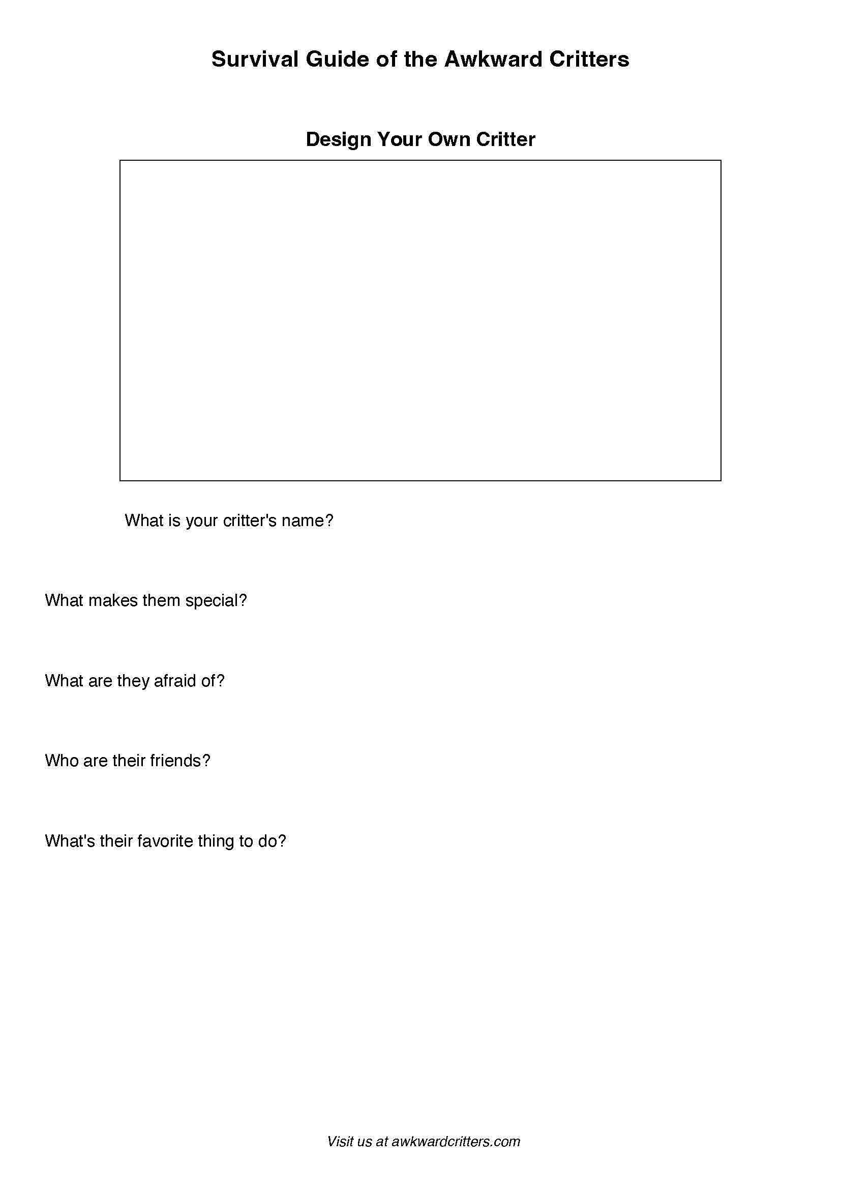 Design Your Own Critter Template